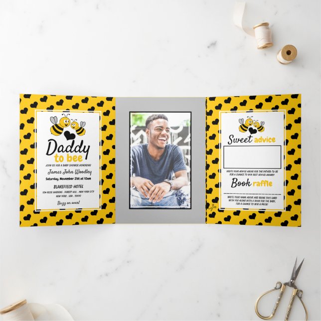 Invitation Trois Volets Honey Bee, Suite Baby shower (Intérieur)