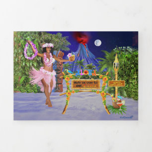 INVITATION TROIS VOLETS HULA SUR NOTRE LUAU