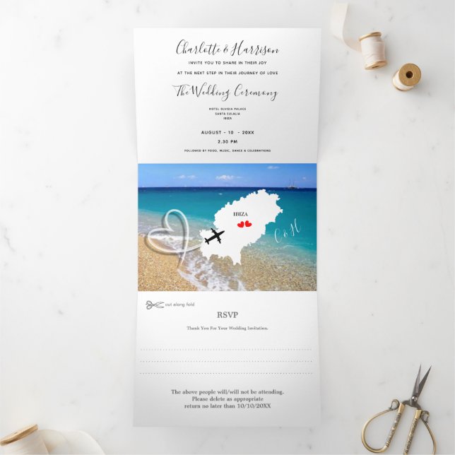 Invitation Trois Volets Ibiza Mariage Destination Mariage (Intérieur)