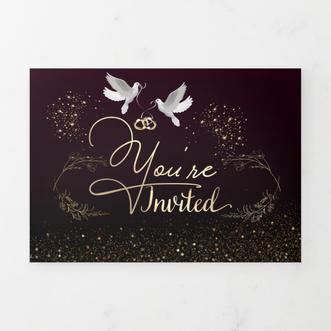 Invitation Trois Volets Invitación tríptica para boda personalizada (Page de couverture)