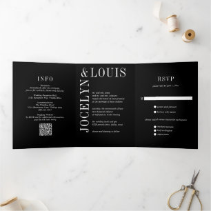Invitation Trois Volets Jocelyn Black Mariage moderne