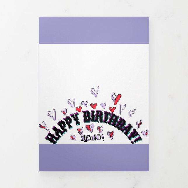 INVITATION TROIS VOLETS JOYEUX ANNIVERSAIRE CARTE DE SOUHAIT PIXEL ART (Page de couverture)