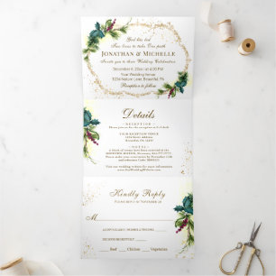 Invitation Trois Volets La verdure forestière tout en un Mariage chrétien