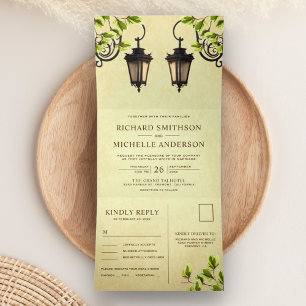 Invitation Trois Volets Lampes de jardin rustiques vintage tout-en-un pour