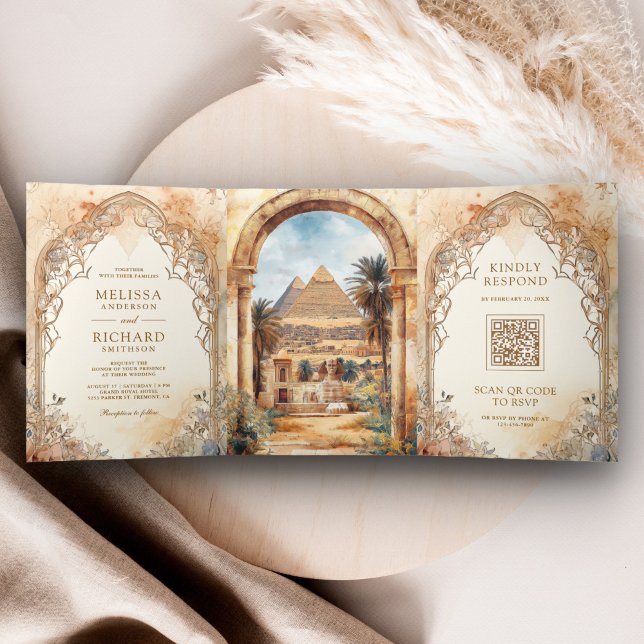 Invitation Trois Volets L'Arche des Pyramides égyptiennes antiques en un s (Créateur téléchargé)