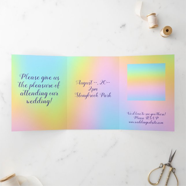 Invitation Trois Volets Magnificent Pastel Rainbow Wedding (Intérieur)