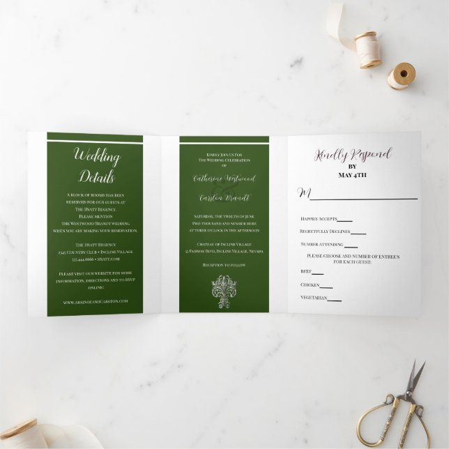 Invitation Trois Volets Mariage classique à deux couleurs (Intérieur)