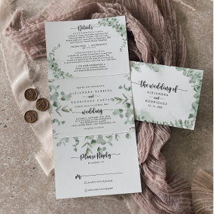 Invitation Trois Volets Mariage classique de feuillage vert Eucalyptus