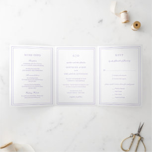 Invitation Trois Volets Mariage classique Lilac élégant