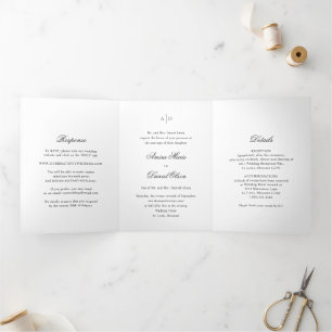 Invitation Trois Volets Mariage élégant Amira White