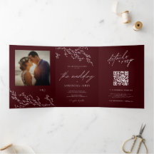 Mariage élégant botanique bordeaux et ivoire