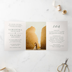 Invitation Trois Volets Mariage élégant dans la forêt traditionnelle
