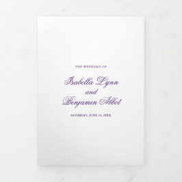 Invitation Trois Volets Mariage élégant traditionnel violet