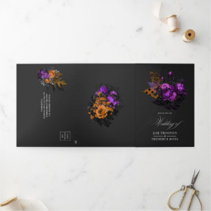 Invitation Trois Volets Mariage Floral Vintage Shabby Halloween