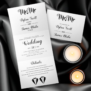 Invitation Trois Volets Mariage gay de deux mariés Monsieur et Monsieur en