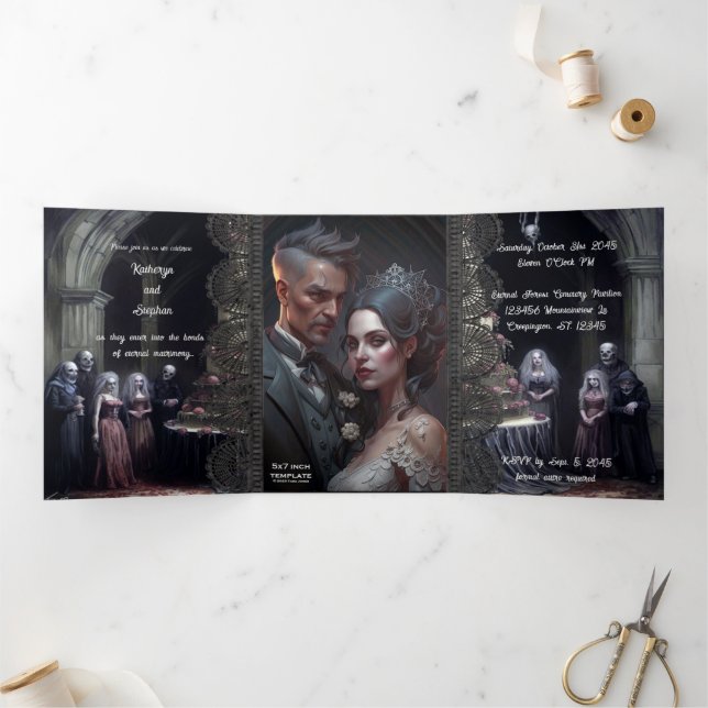 Invitation Trois Volets Mariage gothique du mariage éternel (Intérieur)
