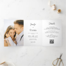 Mariage minimal moderne RSVP détails QR Code photo