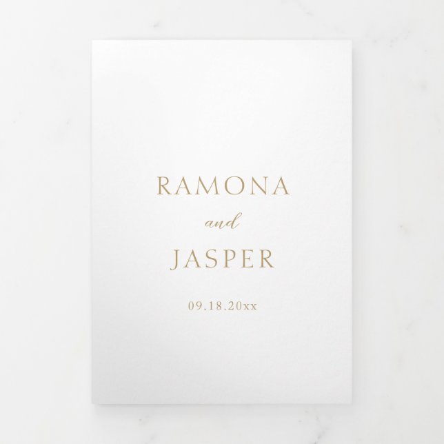 Invitation Trois Volets Mariage moderne Gold Bold (Page de couverture)