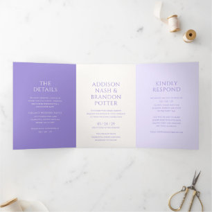 Invitation Trois Volets Mariage moderne lilas élégant