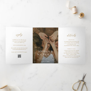 Invitation Trois Volets Mariage moderne Sophia Gold