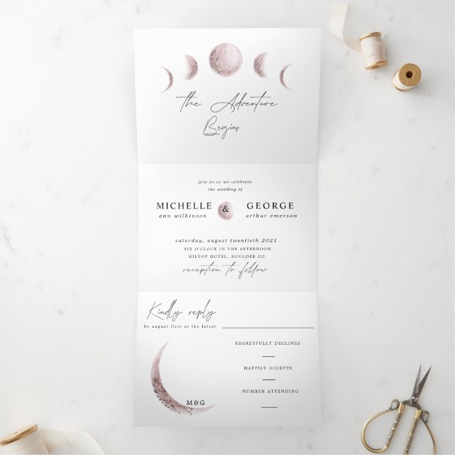Invitation Trois Volets mariage mystique de la lune (Intérieur)