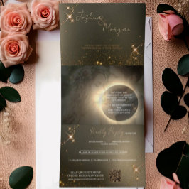 Invitation Trois Volets Mariage personnalisé avec photo d'éclipse solaire 