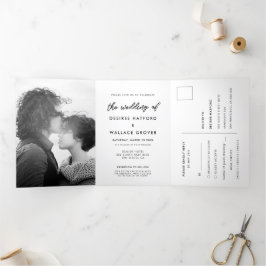 Invitation Trois Volets Mariage photo de typographie moderne