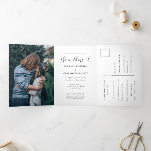 Invitation Trois Volets Mariage photo design élégant