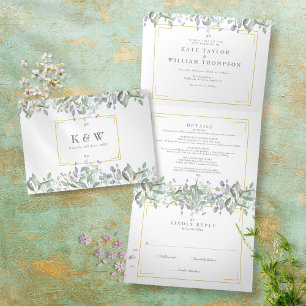Invitation Trois Volets Mariage Photo Sage And Lilac Green