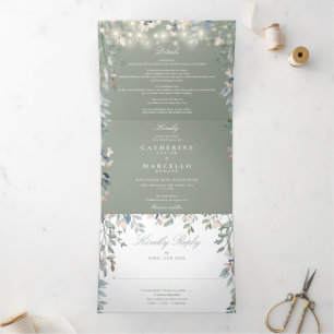 Invitation Trois Volets Mariage photo Sage Green Floral