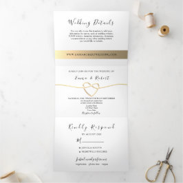 Invitation Trois Volets Mariage photo simple et élégant