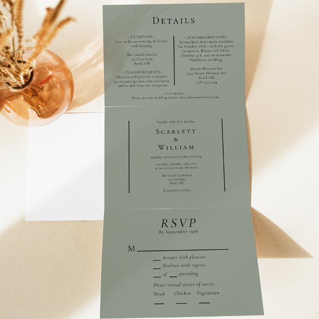 Invitation Trois Volets Mariage RSVP de l'arbre RSVP minima simple (Créateur téléchargé)