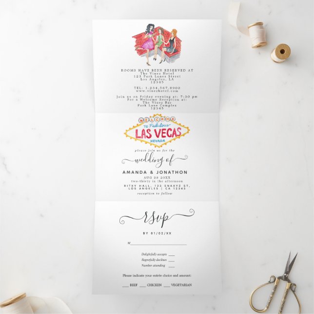 Invitation Trois Volets Mariage Whimsical Las Vegas (Intérieur)