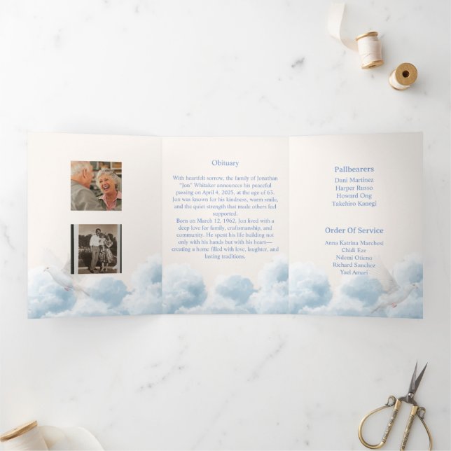 Invitation Trois Volets Memorial Trifold Funeral Template (Intérieur)