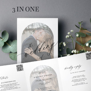 Invitation Trois Volets Moderne minimaliste photo mariage détails rsvp