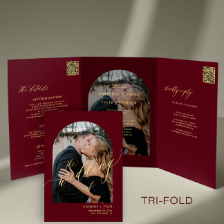 Invitation Trois Volets Moderne minimaliste photo mariage rsvp détails bor