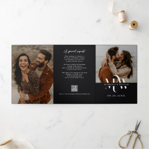Invitation Trois Volets Moderne tout en un détail RSVP QR Code Mariage