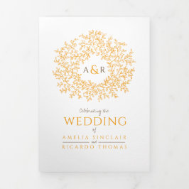 Invitation Trois Volets Monogramme mariage de automne tout en un