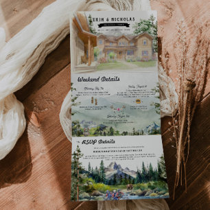 Invitation Trois Volets Montagnes russes de Teton   Mariage illustré