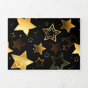 Invitation Trois Volets Motif sans couture avec étoiles d'or