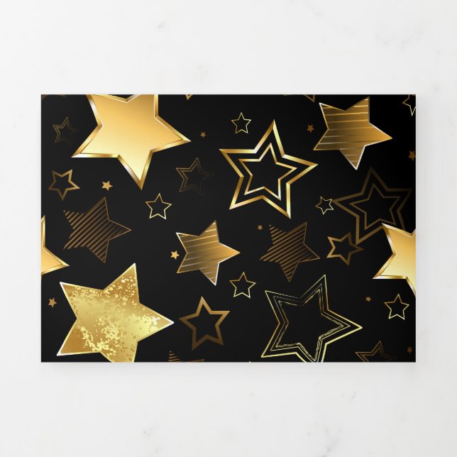 Invitation Trois Volets Motif sans couture avec étoiles d'or (Page de couverture)