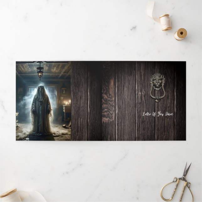 Invitation Trois Volets N'ayez pas peur de la fête d'Halloween (Extérieur)
