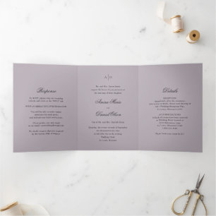 Invitation Trois Volets Nettoyer Dusty Lilac Classic Mariage