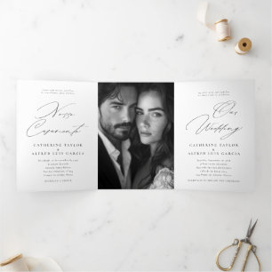 Invitation Trois Volets Notre mariage anglais portugais Wedding
