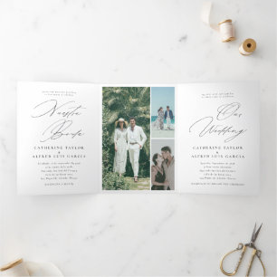 Invitation Trois Volets Nuestra Boda Anglais Espagnol Mariage bilingue