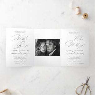 Invitation Trois Volets Nuestra Boda Anglais Espagnol Mariage bilingue