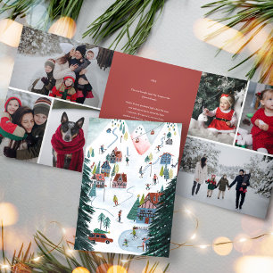 Invitation Trois Volets Pavillon de ski nordique patinage de Noël Famille 