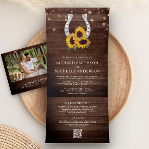 Invitation Trois Volets Pays Fleur de Tournesol Fer à Cheval Code QR Maria
