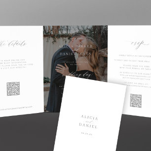 Invitation Trois Volets Photo couverture mariage argent RSVP détails code 