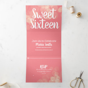 Invitation Trois Volets Photographie de lumières Bokeh Modern Sweet 16